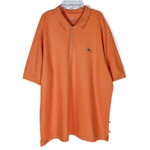 Tommy Bahama Polo Shirt Orange Mens XL Supima Cotton Blue Marlin